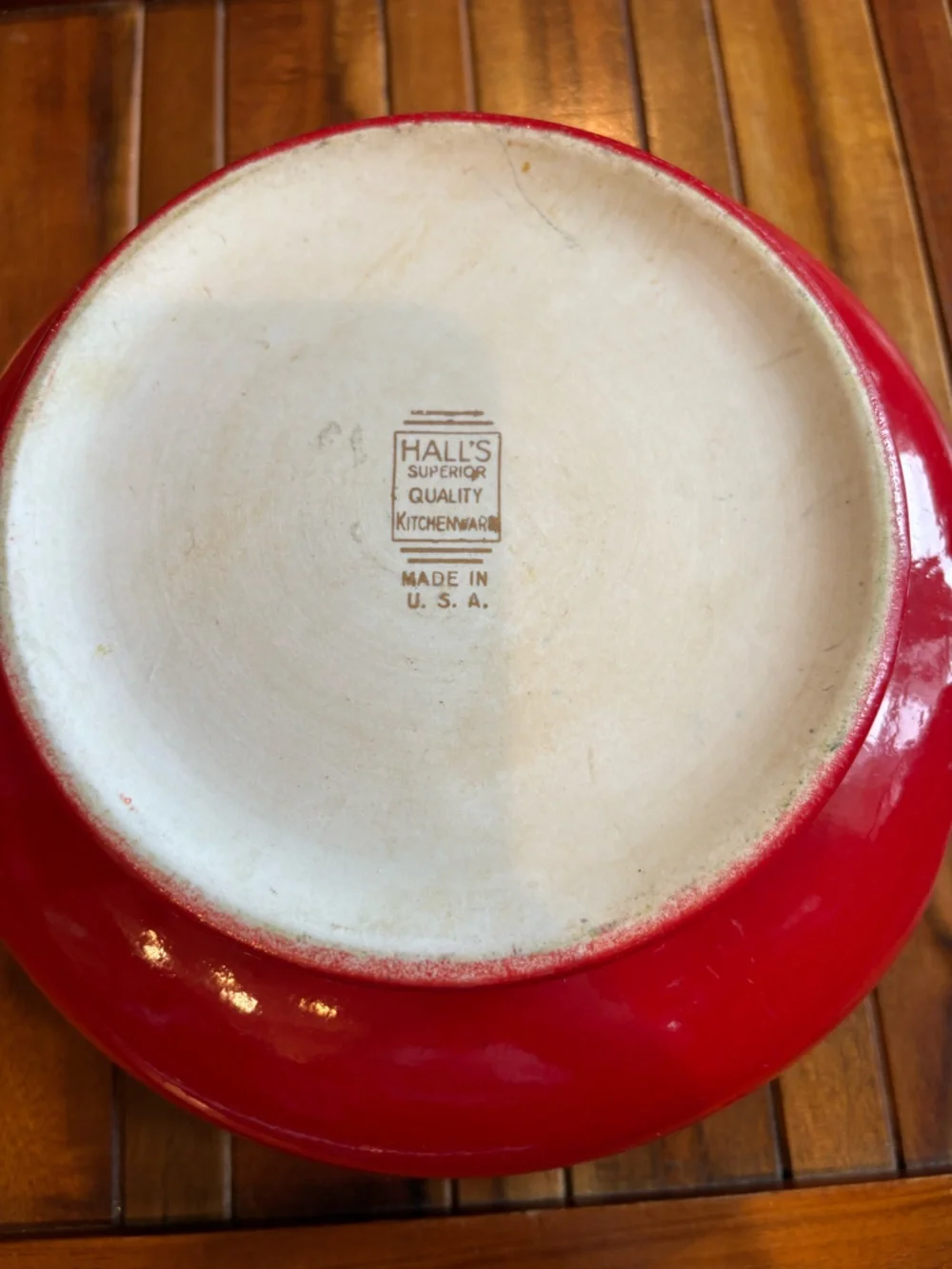 Vintage Hall Superior Quality Lidded Sundial Casserole Dish Red 10